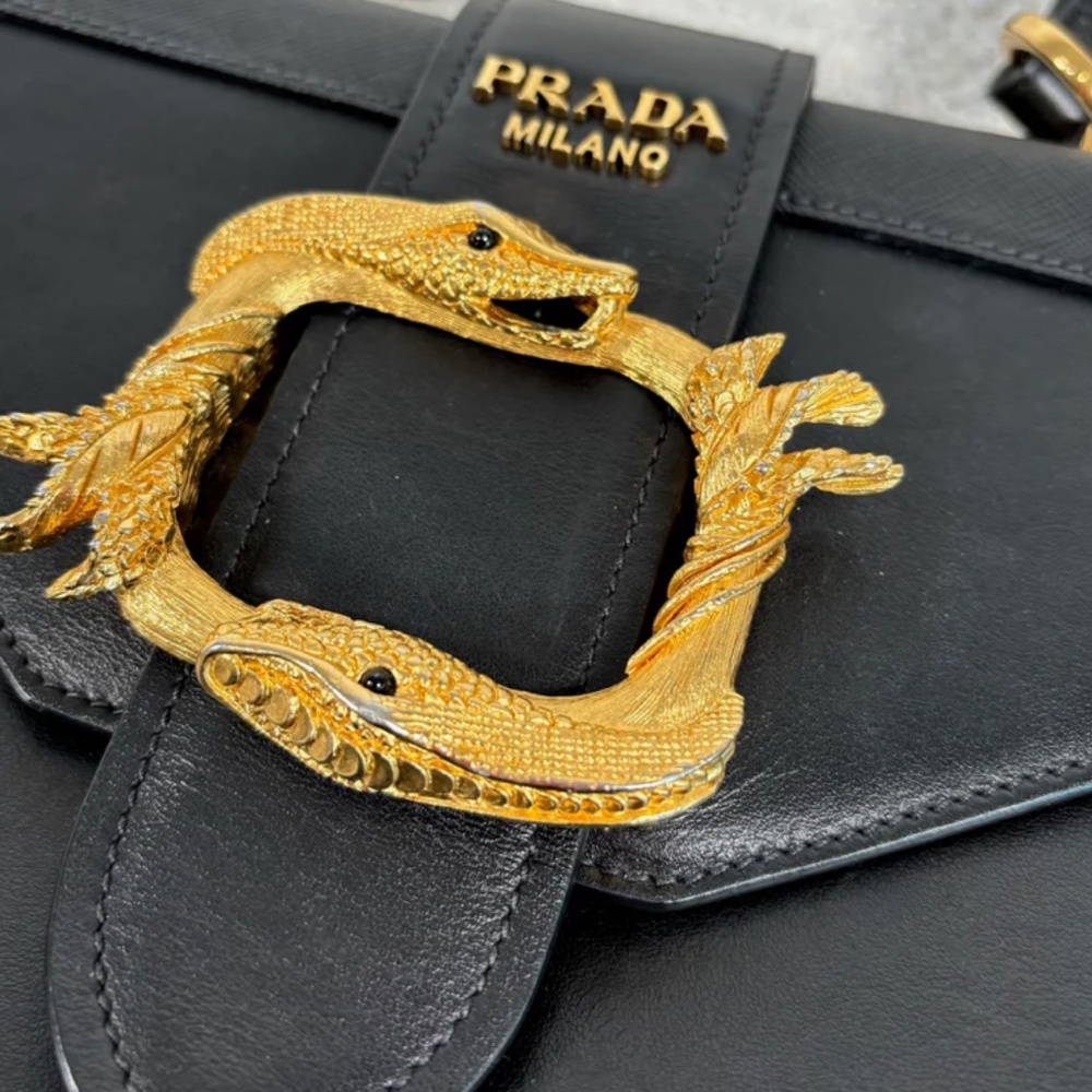 Authentic Pre-Owned Prada Black Leather Animalier Cahier Crossbody Bag - Picture 12 of 16